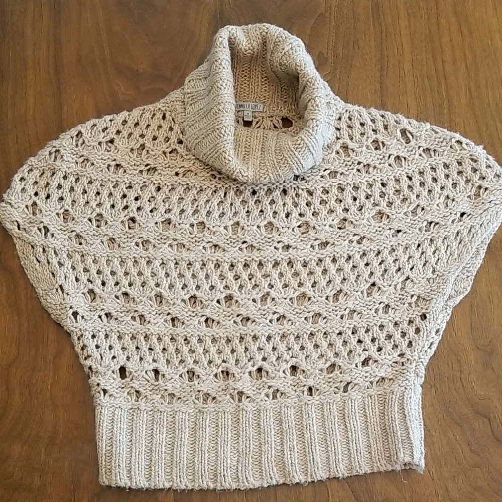JENNIFER LOPEZ Vintage 2000s Cable SS Sweater Tan Gold Medium